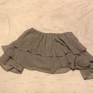 Favlux Cropped Off-Shoulder Grey Top